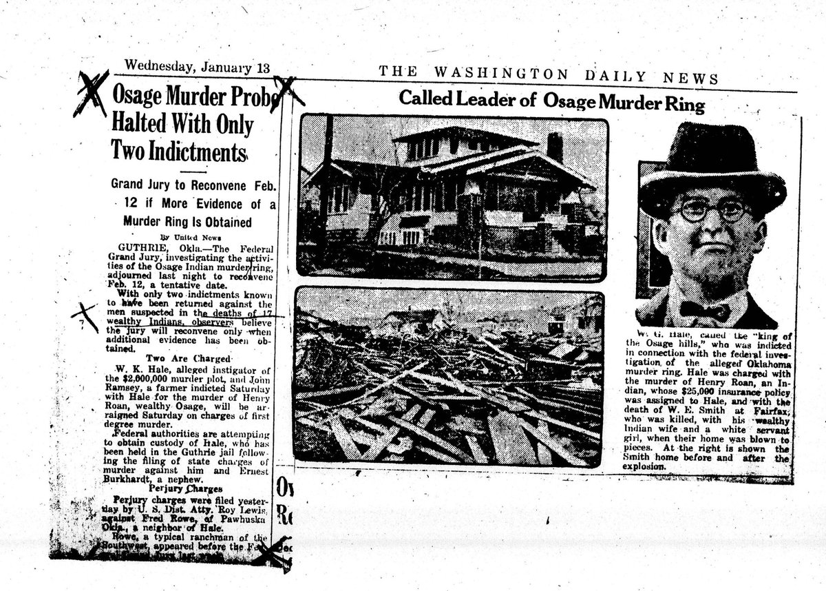 It appears that the Osage murder scourge in Oklahoma has ended with the indictment of W.G. “King” Hale, who is described as the ringleader of a murder cabal determined to steal oil lands from their Indian owners.