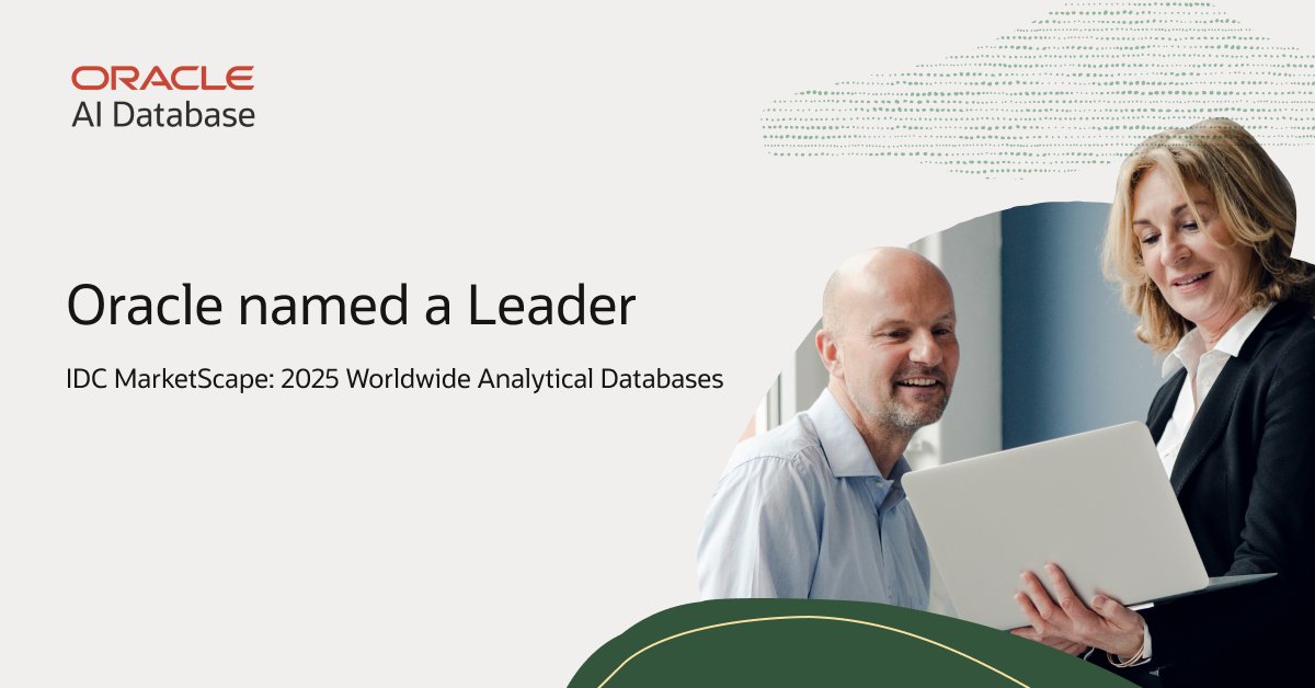 We’re redefining analytics at enterprise scale. Oracle Autonomous AI Database delivers self-driving operations, unmatched performance, and powerful in-database analytics. See why we’re recognized: social.ora.cl/6016CxeUn