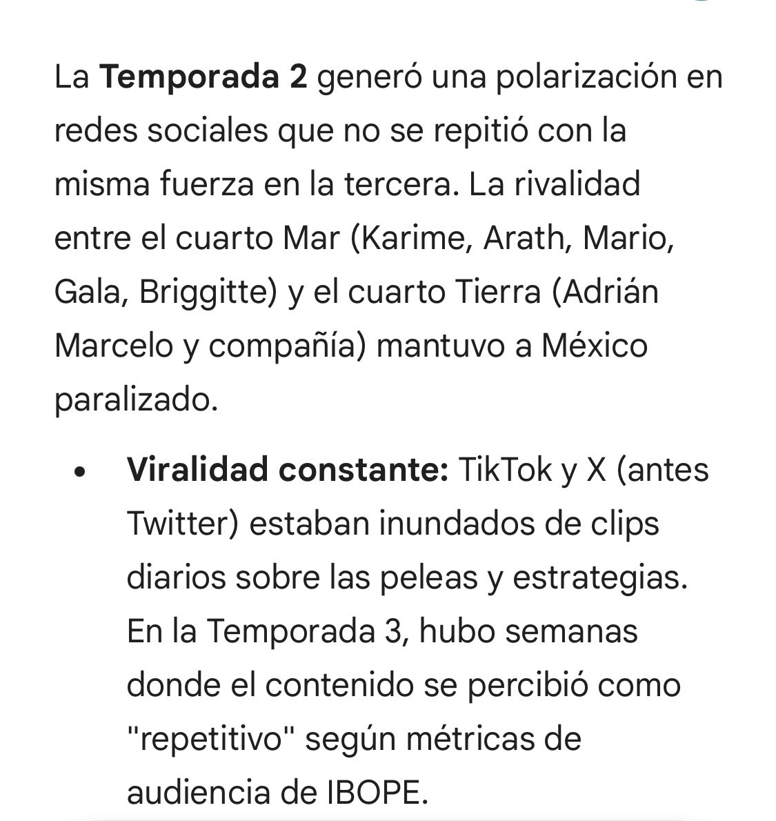 Le dije que quitara la última semana de la tercera temporada, porque mañosamente sacaron a Aarón para inflar los números. Y aún así, la
SEGUNDA TEMPORADA de La Casa de los Famosos. Fue la más exitosa, sin duda la más entretenida. 
No la supieron valorar. 
#LaCasaDeLosFamososMx