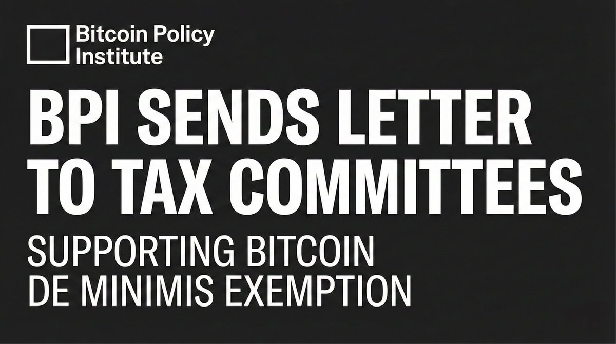 bitcoinpolicy's tweet image. Breaking in DC: Yesterday, BPI sent a letter to Senate Finance and House Ways and Means urging de minimis exemptions for Bitcoin payments, along with notable digital asset organizations and companies.

Full details below 👇