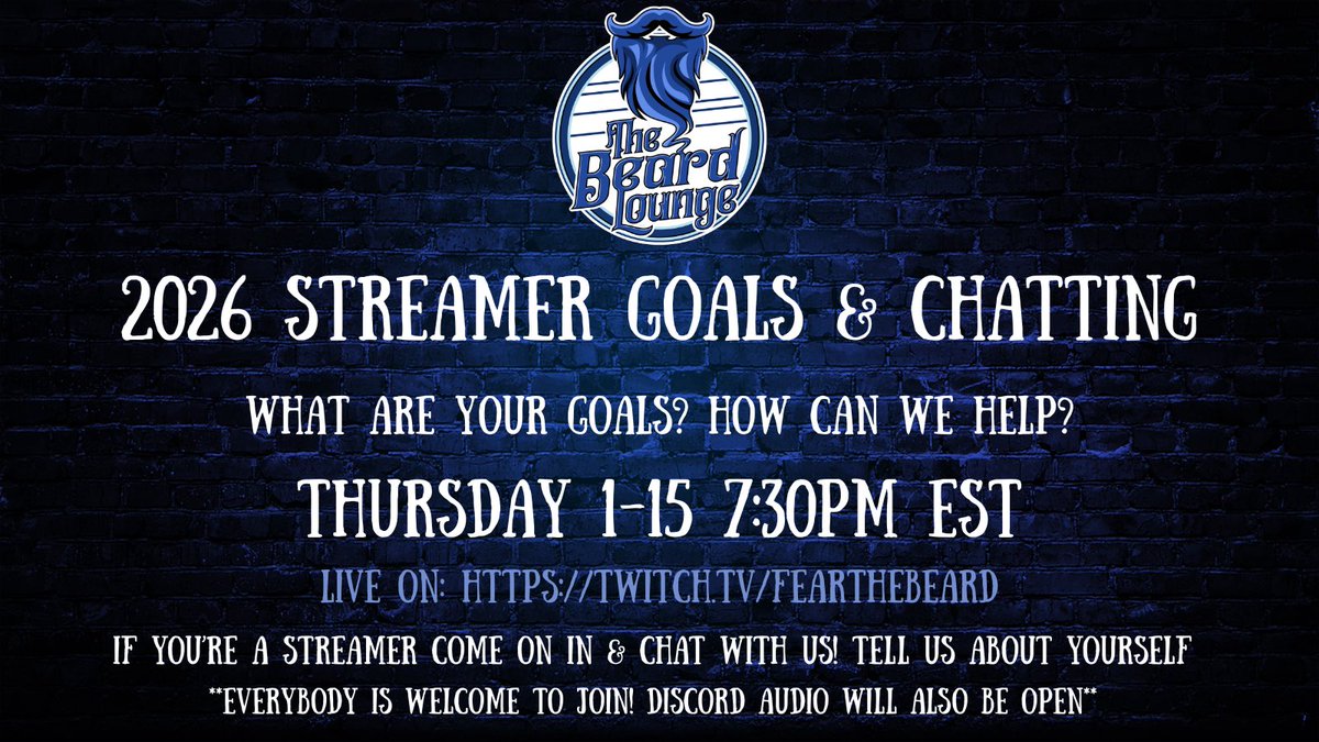 🤟🏽🎆 If you’re a Twitch Streamer come join us this Thursday Evening at 7:30pm EST

👉🏽We will be discussing your streamer goals for 2026 and any other streaming questions you may have. Viewership goals, Path to Partner, Supporting, Ideas you have questions on, etc…. Maybe even