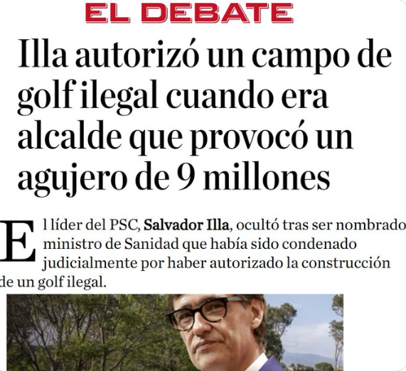 Si esta noticia fuera de un primo lejano de Ayuso abriría telediarios y en el Congreso habría camisetas con su cara.

Pero solo es del líder del PSOE en Cataluña y ministro de Sanidad con Sánchez y por eso no tiene interés para las televisiones subvencionadas.