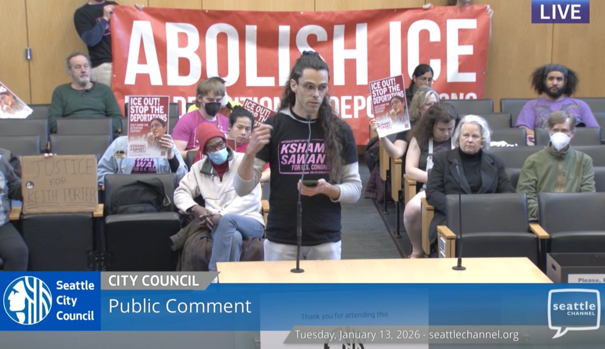 ElleSteinhagen's tweet image. HAPPENING NOW: @cmkshama, Kshama Sawant for US Congress volunteers &amp;amp; @wrkrsstrikeback members at Seattle City Council demanding @MayorofSeattle Katie Wilson &amp;amp; the city council take ACTION &amp;amp; stop collaborating with ICE. WATCH: seattlechannel.org/watch-live

@cmkshama