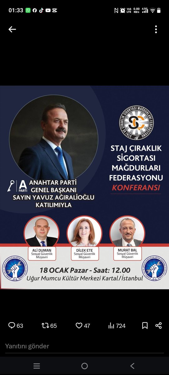 18 Ocak’ta orada olmak;
Bir sandalyeyi doldurmak değil,
Bir tarihi doldurmaktır.
Zonguldak’tan gelenler yola çıktıysa,
Bizim mazeretimiz yoktur.

Çünkü haklı olanlar yorulabilir ama vazgeçmez.
Ve biz…
Artık vazgeçmiyoruz.

18 Ocak'ta
#ÇırakStajyerKartalda