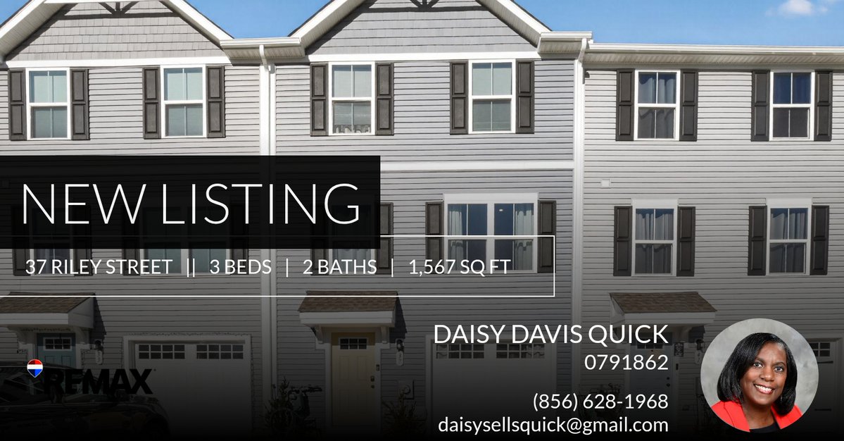DaisySellsQuick's tweet image. 📍 New Listing 📍 Take a look at this fantastic new property that just hit the market located at 37 Riley Street in Williamstown. Reach out here or at (856) 628-1968 for more information

Daisy Davis-Quick
DaisySellsQuick
REMAX Pre... homeforsale.at/37_RILEY_STREE…