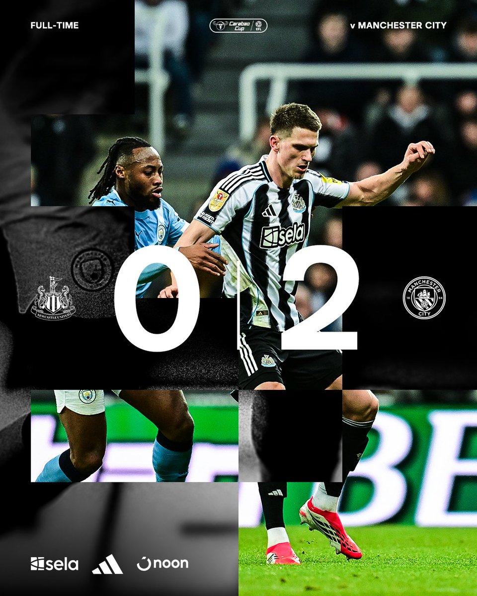 NUFC's tweet image. Defeat in the first leg of the Carabao Cup semi-final ⏱️