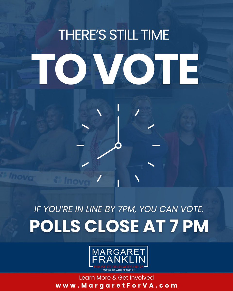 Two hours left, let’s get it done! ⏰🚨

As we head toward the end of the day, commuting home, picking up kids, or finishing evening activities — there’s still time to vote.

Polls close at 7 PM, and every vote matters. 🗳️

#HD23 #ElectionDay #EveryVoteCounts