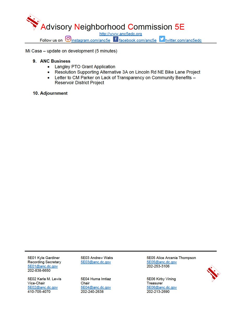 Advisory Neighborhood Commission 5E tweet media