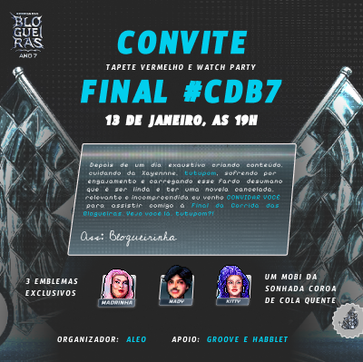 AIII QUE TUDOOO!! <3 
Fui convidada para a grande final da Corrida das Blogueiras!

(É HOJE) 13/01 - A final vai ocorrer às 19:00, com 3 emblemas exclusivos e um magnífico Mobi: A Coroa de Cola Quente! NÃO PERCAM!!!!

<a href="/AleoHb/">Aleo</a> <a href="/GrooveHBT/">GrooveHBT</a> 

#CDB7 #CorridaDasBlogueiras
#Habblet
