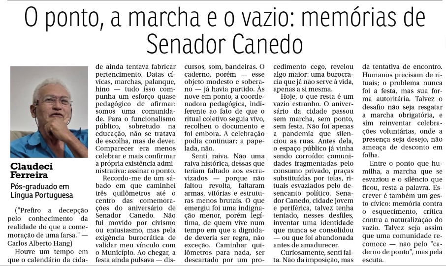 Claudeko's tweet photo. O PONTO, A MARCHA E O VAZIO: MEMÓRIAS DE SENADOR CANEDO — DM — O Jornal do leitor inteligente.
https://t.co/h3jZ9KP6NV https://t.co/58H9epnzX7
