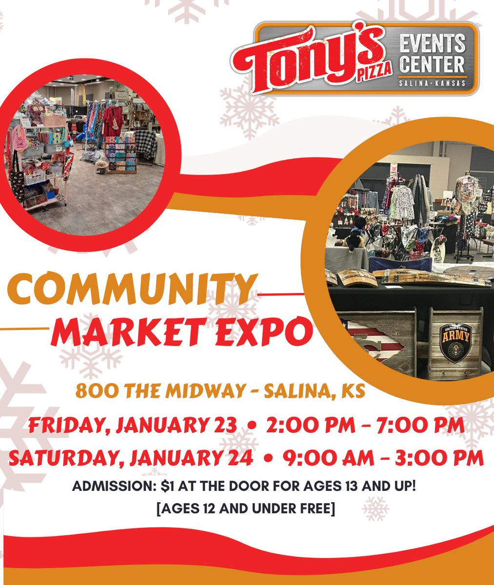 The Community Market Expo is almost here!
In just 10 days, the doors open at TPEC for 2 full days of shopping!
✨ 100+ vendor spaces
📅 Fri, Jan 23 | 2–7 PM
📅 Sat, Jan 24 | 9 AM–3 PM
💵 $1 admission (13+), kids 12 &amp; under FREE

Grab a friend, bring the family, and come explore!