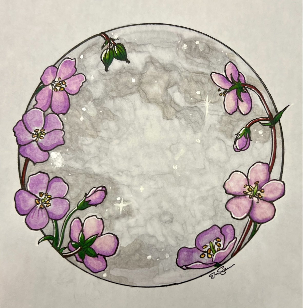 ErinSandersNP's tweet photo. @pot8um Simply gorgeous Tatum. My son is currently forcing me to learn how to use alcohol markers and reconnect to my very old/rusty artistic skills. I have no idea what I’m doing lol but it reminded me of watercolors. I’m just grateful to be able to hold a pen again :) #AprilPinkMoon https://t.co/gqaT5SW3y2