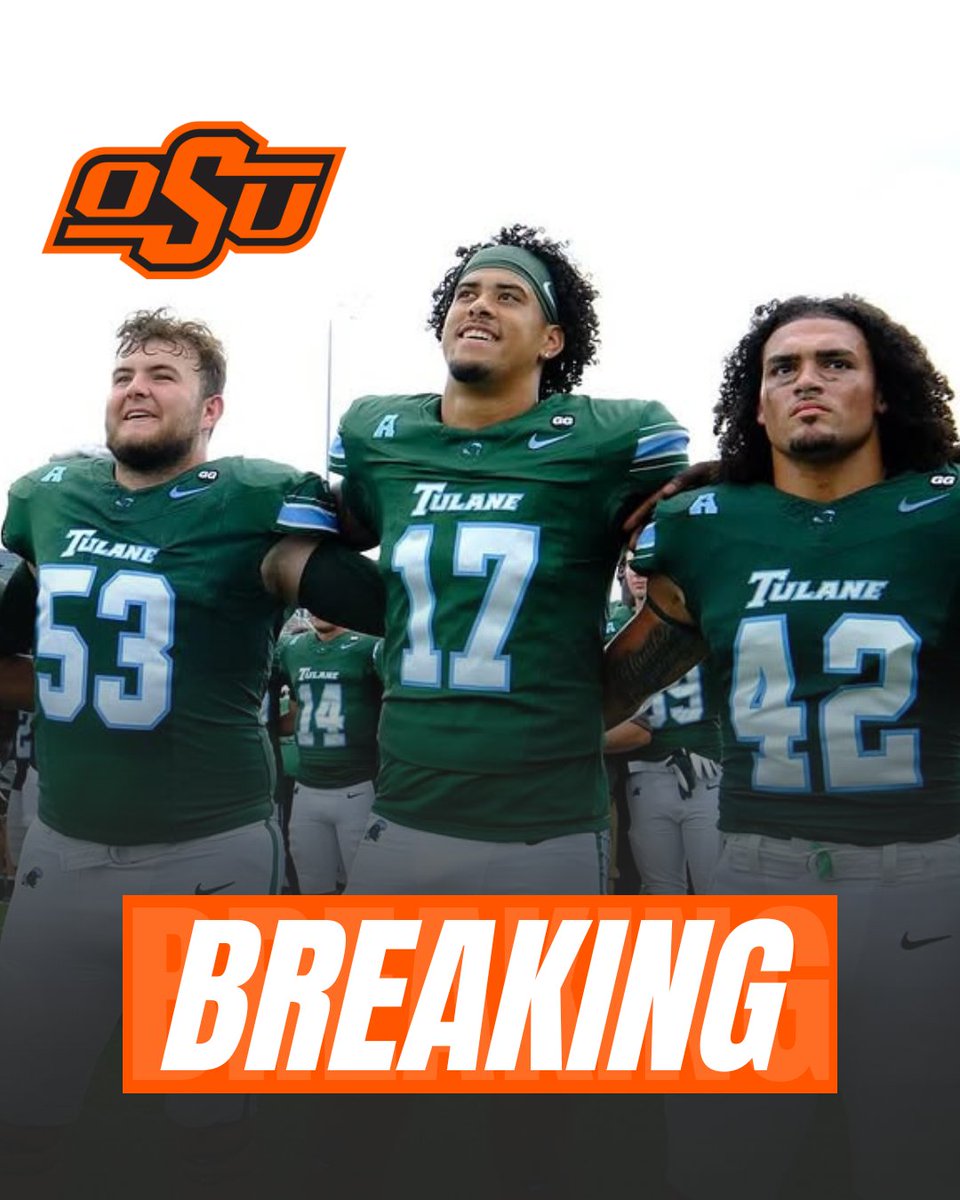 OKSTMart's tweet image. BREAKING: Oklahoma State lands commitment of Tulane LB Dallas Winner-Johnson.

The 6-foot-5 RS Sophomore is a former FCS All-American. He had 62 tackles and 6.5 TFL's for Missouri State in 2024.
