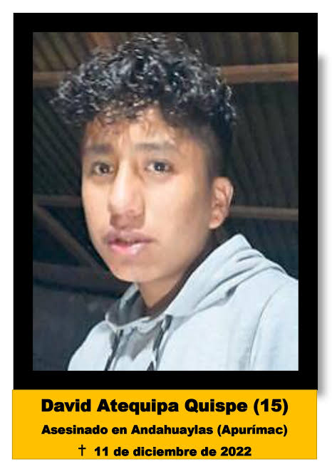 AlexFebrero_'s tweet image. Para que Milagros Leiva se entere, algunos nombres de los menores ASESINAD0S durante las protestas del 22/23, contra Dina Boluarte.
- Brayan Apaza, 15 años
- Jhamileth Aroquipa, 17 años
- Christopher Ramos, 15 años
- Robert Medina, 15 años
- David Atequipa, 15 años.
¡NO OLVIDAR!