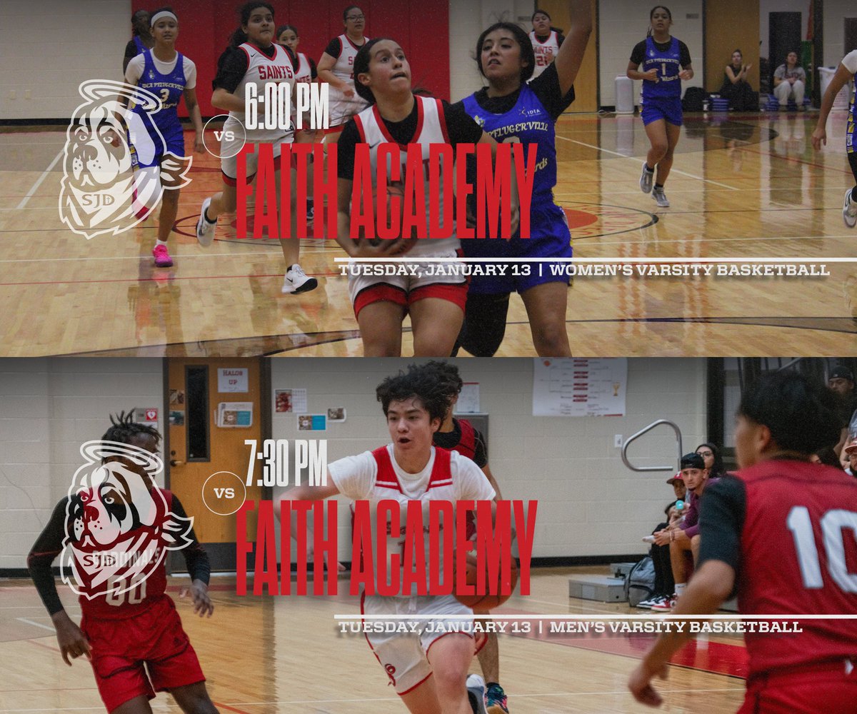 Tonight, Lady Saints and Saints Basketball return to The Halo in their district home opener vs Faith Academy-Marble Falls! 🏀
Let's Go, Saints! 😇💪
#HalosUp #SaintStrong #LadySaintsBasketball #SaintsBasketball #SaintsAthletics