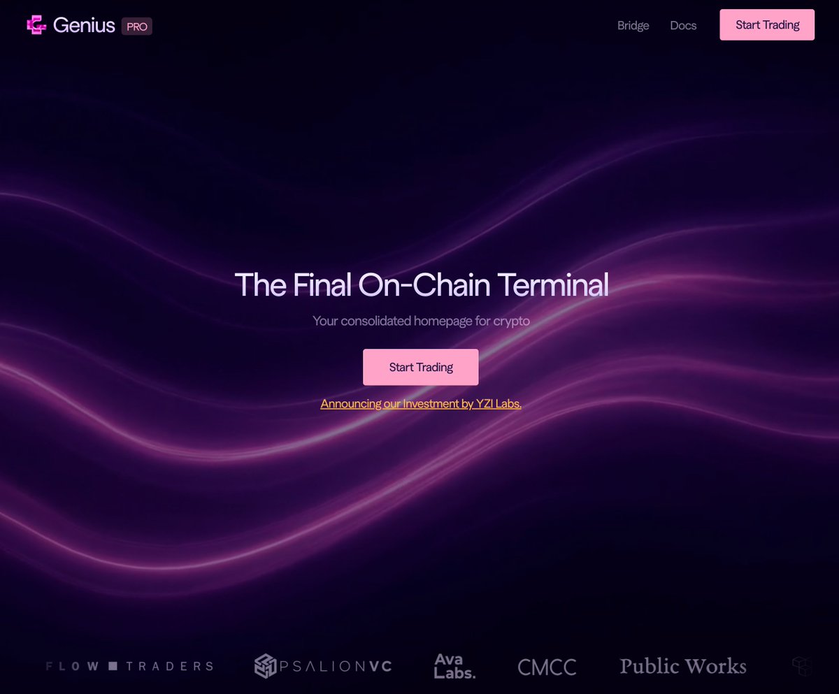 🔥元Binance Labが数千万ドルを出資し、CZ本人もアドバイザーに就任したと話題の『Genius』 -  Geniusは「DEX取引をCEX体験にする」次世代ターミナル - シードでもScaramucciやFlow  Tradersが参加しており、投資家の布陣が非常に強力 ⬇️ 現在、Season 1のポイント稼働中 ...