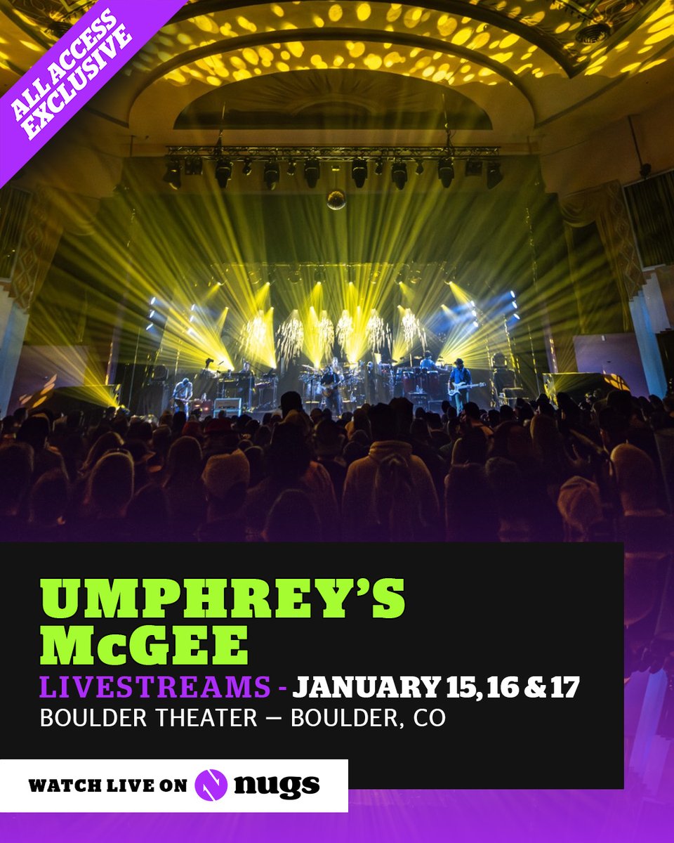 nugsnet's tweet image. Three nights of @UmphreysMcGee at the @BoulderTheater are coming to nugs this weekend 📷 Watch the entire #livestream run with an All Access subscription starting Thursday night 📷 nugs.net/um