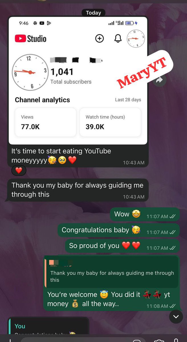I’m such a girls girls 🤭 Crazy watch hour btw..🔥🥳 
Congratulations 🎊  baby let’s milk this YT money.. (Note: not an IA storytelling)