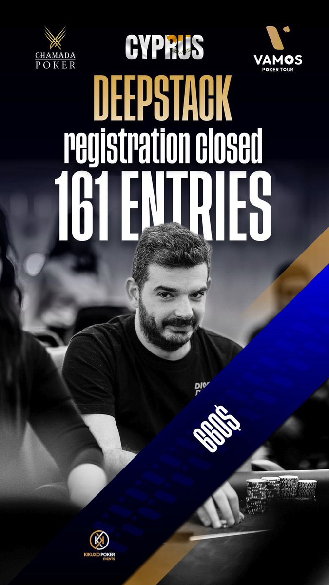 Otro paralelo más con números espectaculares 🔥

El Deepstack cierra registro con 161 entradas y un prizepool muy atractivo, confirmando el gran ritmo de juego durante toda la semana en Chipre.

Mucho nivel en las mesas y premios que siguen haciendo de esta Gran Final un festival