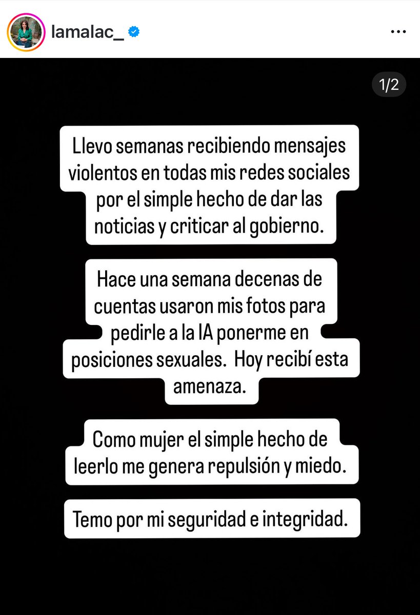 Qué jodido está todo cuando ya no se puede opinar porque sexualizan o amenazan a una mujer por sus ideas políticas. Eso no es debate: es violencia para intimidar y callar.

Esto le pasó a <a href="/LaMalaC/">Adriana Pineda 🫀</a> le dejaron un mensaje que tiene tal nivel de groserías y obscenidades que no vale