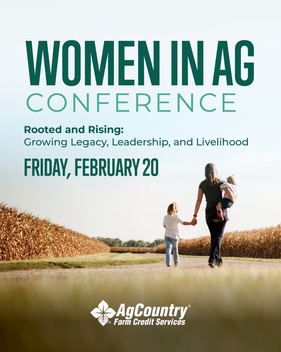 AgCountry's tweet image. Join us for our 2026 Women in Ag Conference in Sioux Falls, South Dakota for a day of learning and laughter with fellow female ag producers. Check out a few highlights from the agenda below. ⬇

✔ Step into The Readiness Reset™ with Debbie Peterson (@Getting2Clarity) as she…