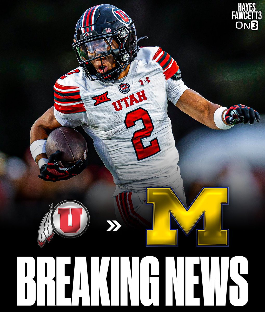 Hayesfawcett3's tweet image. BREAKING: Utah standout transfer CB Smith Snowden has Committed to Michigan, he tells @On3

He’s totaled 85 tackles, 17 PD, 1 forced fumble, and 4 INT the past 2 seasons

Snowden is the No. 3 CB in the On3 Industry Portal Rankings 

on3.com/transfer-porta…