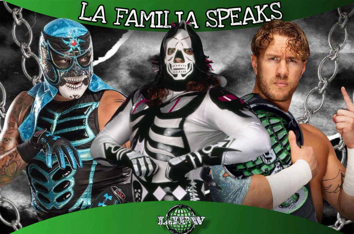 LJPWefed's tweet image. To kick us off, La Familia de La Parka will speak after Ospreay's attack on Speedball 
@Tashster @TizmoTiz17 @NotActuallyTree