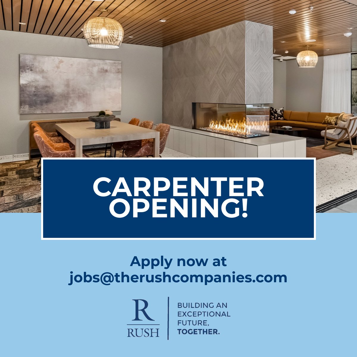 Now Hiring: Carpenter 🔨

Rush Commercial Construction is looking for a skilled Carpenter to join our team. This role focuses on quality framing &amp; finish work all while maintaining a safe, organized &amp; efficient jobsite.

👉 Learn more &amp; apply: bit.ly/40fCFPW

#carpenter