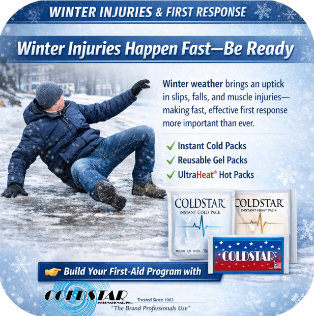 Coldstartweet's tweet photo. Winter weather means more slips, falls, and muscle injuries.
ColdStar delivers fast, reliable relief with instant cold packs, reusable gel packs, and UltraHeat® hot packs—built for clinics, workplaces, and first-aid response.
Be ready when it matters. https://t.co/xPhyVv1sJN