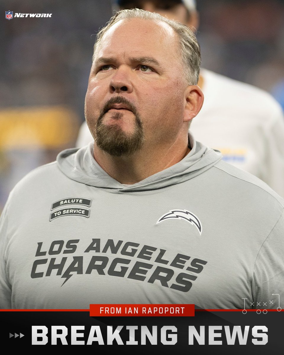 RapSheet's tweet image. The #Chargers have fired OC Greg Roman, per The Insiders. A major change for coach Jim Harbaugh.