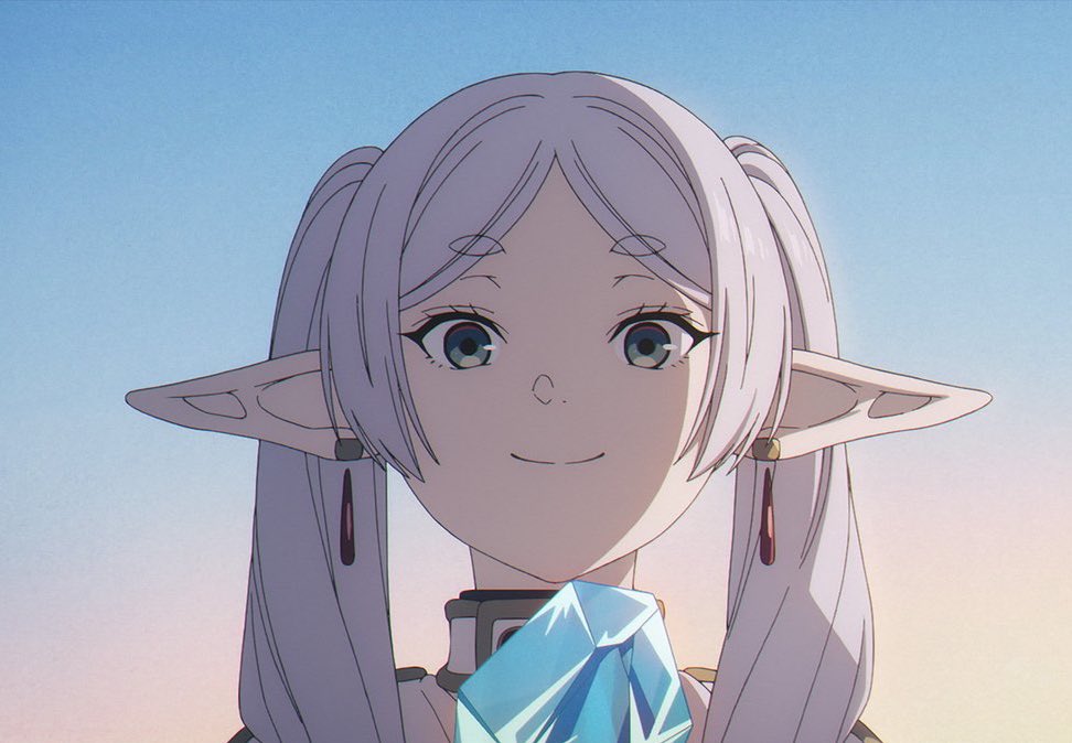 frierenmaga's tweet photo. não sei vcs mas to achando a frieren mais alegre nessa 2 temporada olha essa carinha de bolacha https://t.co/xjSrIzAvj2