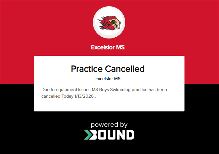 BOYS SWIMMING CANCELLED 1/13/2026