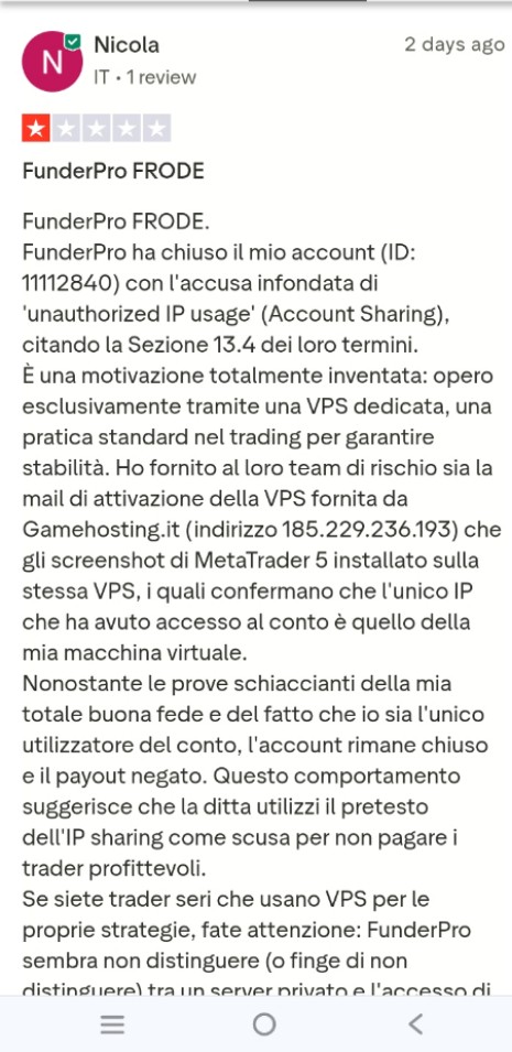 LORDFX_786's tweet photo. I can see Multiple Reviews Regarding Same Ip Issue
I thought It only Happened To Me
In Simple New rules Can't be Used To Breach Older Accounts
#TRADING
#SCAM
#FUNDERPRO https://t.co/tyZAEOvaWV
