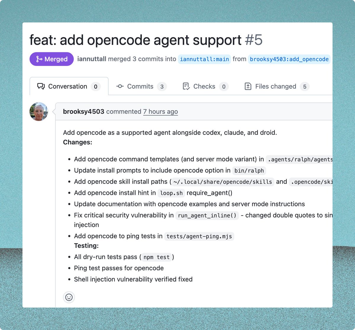 Merged PR screenshot