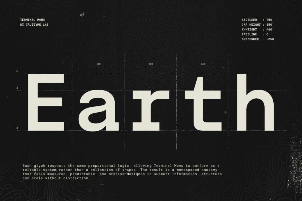 supply_family's tweet image. TRT Terminal Mono by TrueType.

A modern monospace typeface built on a disciplined grid system, designed for clarity and structure.