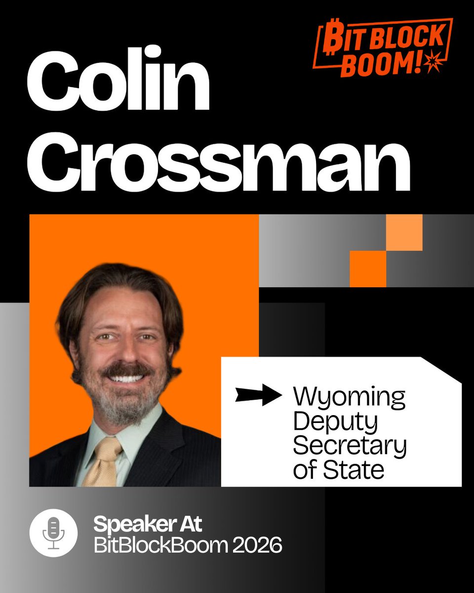 2026 Speaker Announcement - Colin Crossman! Collin, Wyoming Deputy  Secretary of State @WyomingSOS, self proclaimed #Bitcoin & #FreeSpeech  maximalist. Get your tickets https://t.co/JkkknwUKwR #bitblockboom #btc  #bitcoinconference #Texas