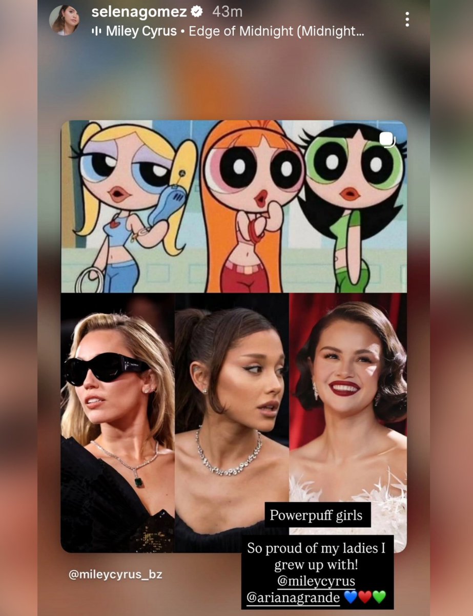 MileyCyrusBz's tweet image. SELENA REPOSTING OUR MILEY AND ARIANA POST 😭🤍 COLLAB NOW. 

“so proud of my ladies I grew up with”