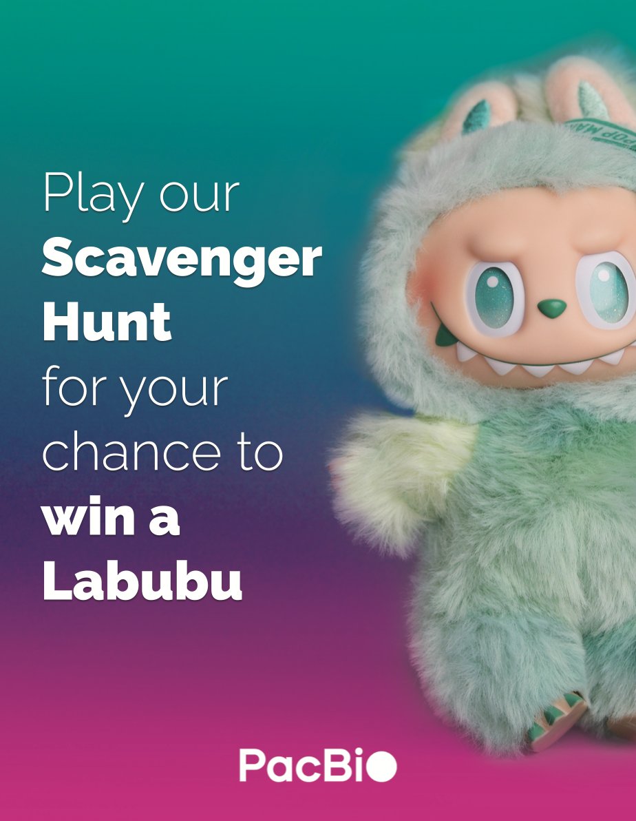 PacBio's tweet photo. Last chance to visit #PacBio at #PAG33! 🌱🧬

Stop by Booth 219 today to play our scavenger hunt for a chance to win a Labubu, check out additional prizes, and chat with PacBio experts about HiFi sequencing and Vega demos. Don’t miss it! https://t.co/OChfltQ4OK