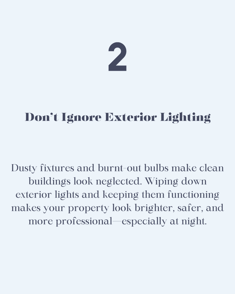 DBSCleaning's tweet photo. First impressions are everything. Your building’s exterior sets the tone before anyone even walks inside — from clean entryways to bright lighting and well-maintained surfaces, a polished exterior shows professionalism, care, and attention to detail. https://t.co/LDUL2ZMQQ0