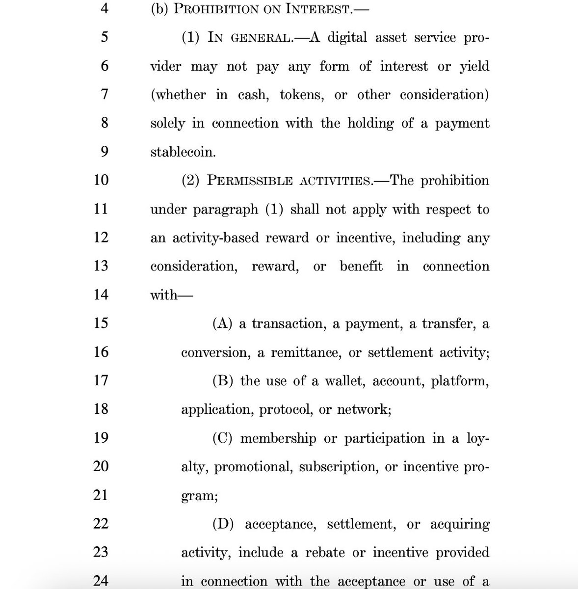 Negotiations over how to treat stablecoin rewards continue following the  release of Senate crypto bill text last night... A source told me that an  amendment will likely be filed that is more