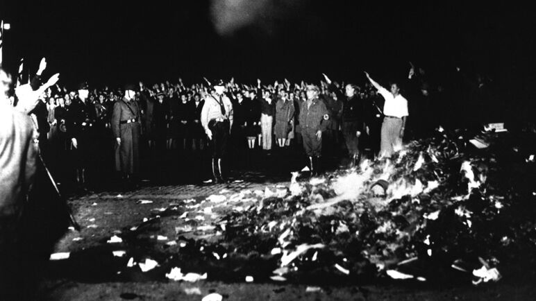 Groypeon's tweet image. This but it's the gay books AND the king james Bible.