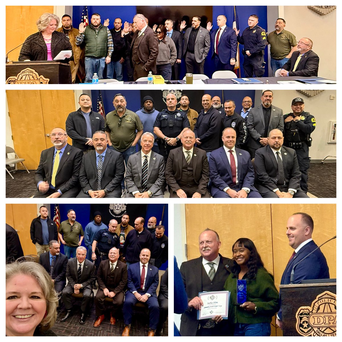 It was a big honor to swear in the new officers of the <a href="/DPA_PoliceAssoc/">Dallas Police Assoc FOP #716</a> today. Congrats to the new board and thank you for stepping up to serve. Great to see Chief Comeaux answering questions and sharing ways he is supporting the officers.  All of the public safety associations