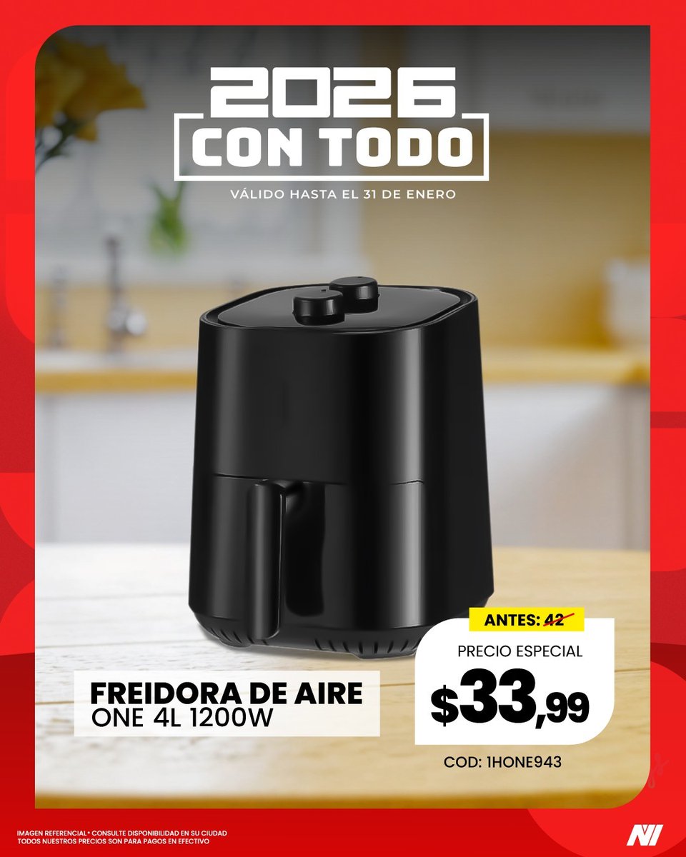 novicompu's tweet image. 🍽️✨ Novinauta: un 2026 con mejor alimentación es posible
Con nuestras freidoras de aire, ganas en salud sin perder el sabor. 😋💪
Ven por la tuya a Novicompu antes de que se terminen. 🚀

#Novinauta #Novicompu #FreidorasDeAire #VidaSaludable #Ofertas