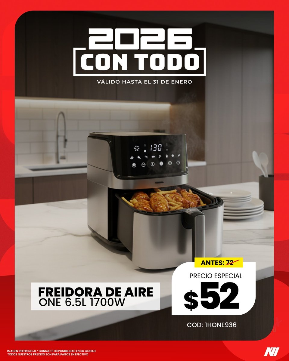 novicompu's tweet image. 🍽️✨ Novinauta: un 2026 con mejor alimentación es posible
Con nuestras freidoras de aire, ganas en salud sin perder el sabor. 😋💪
Ven por la tuya a Novicompu antes de que se terminen. 🚀

#Novinauta #Novicompu #FreidorasDeAire #VidaSaludable #Ofertas