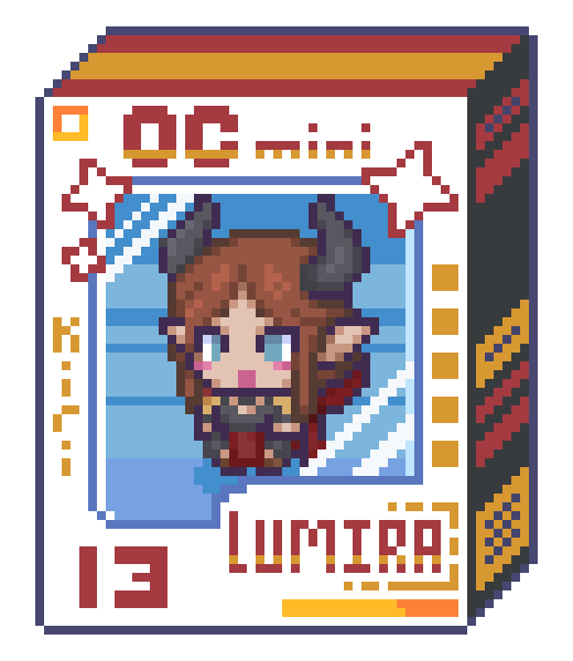 KirisDoodles's tweet photo. OC Mini 13 Lumira
✨Don't miss out on your own OC Mini box!!
Only 2 slots left for now!✨
https://t.co/nJLhG921Tj
Also join my art Discord! Artists get a special role!
https://t.co/yjjzz8YRsv
#pixelart #commission #smallartist #artmoots #ドット絵 #OCmini #art #vgen https://t.co/fg5rd4xO2M