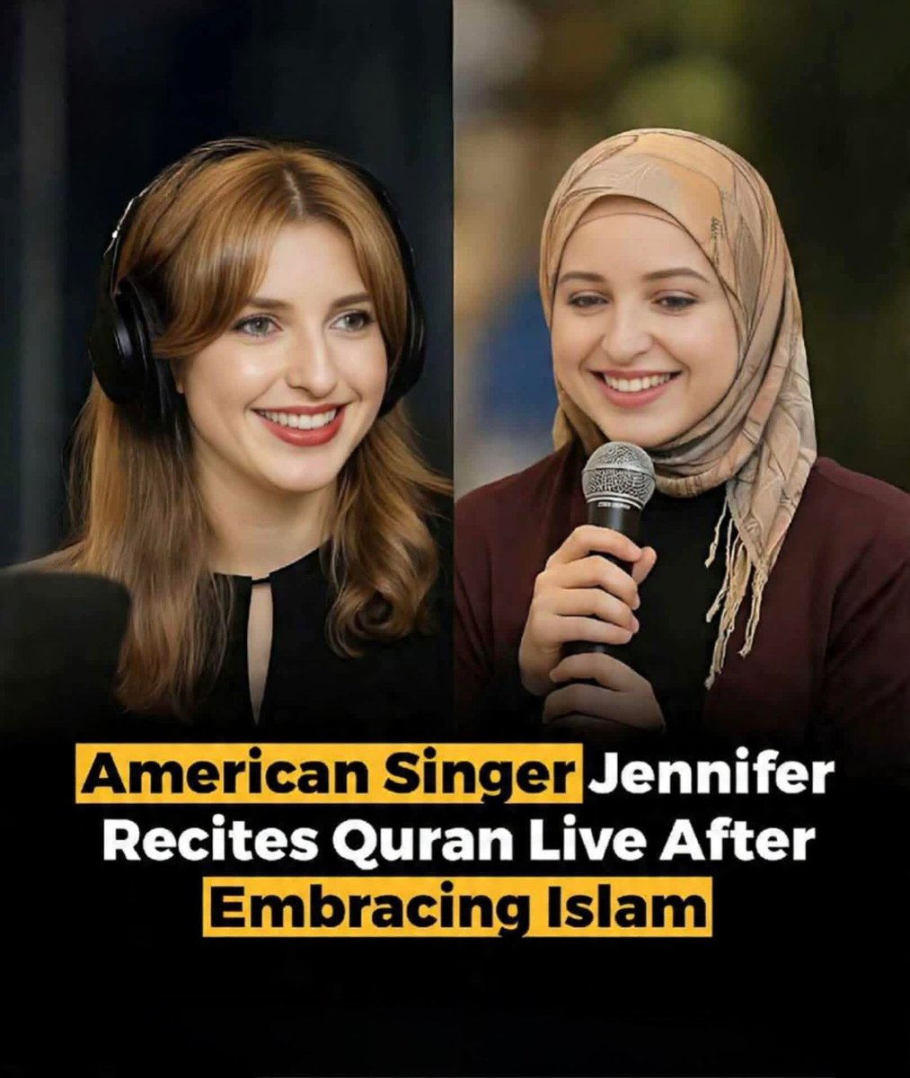 Cool_Ustaz's tweet image. A Voice Finds Its Faith

American singer Jennifer publicly recited the Holy Quran after embracing Islam, marking a deeply emotional moment in her spiritual journey.

 Her heartfelt recitation reflects inner peace, devotion, and the powerful pull of faith that continues to inspire…