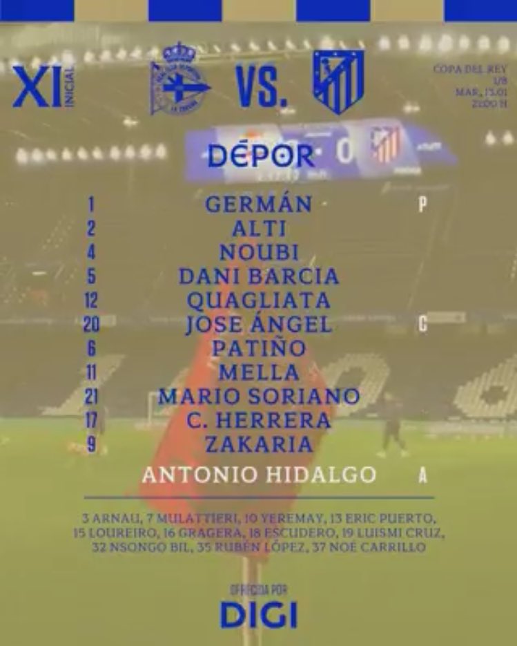 🔴 | 𝐌𝐀𝐓𝐂𝐇𝐃𝐀𝐘  
🏆 | #كأس_ملك_اسبانيا
⚽ | ديبورتيفولاكارونيا 🆚 اتلتيكو مدريد
◀️ | الدور الـ 16
📅 | الثلاثاء 13-1-2026
🏟 | ريازور ستوديوم
⏰ | 11:00م
🎙️ | منير العتيبي / شاهد VIP رياضة
#️⃣ | #CopaDelRey #LaCopaMola 
#️⃣ | #DéporAtleti