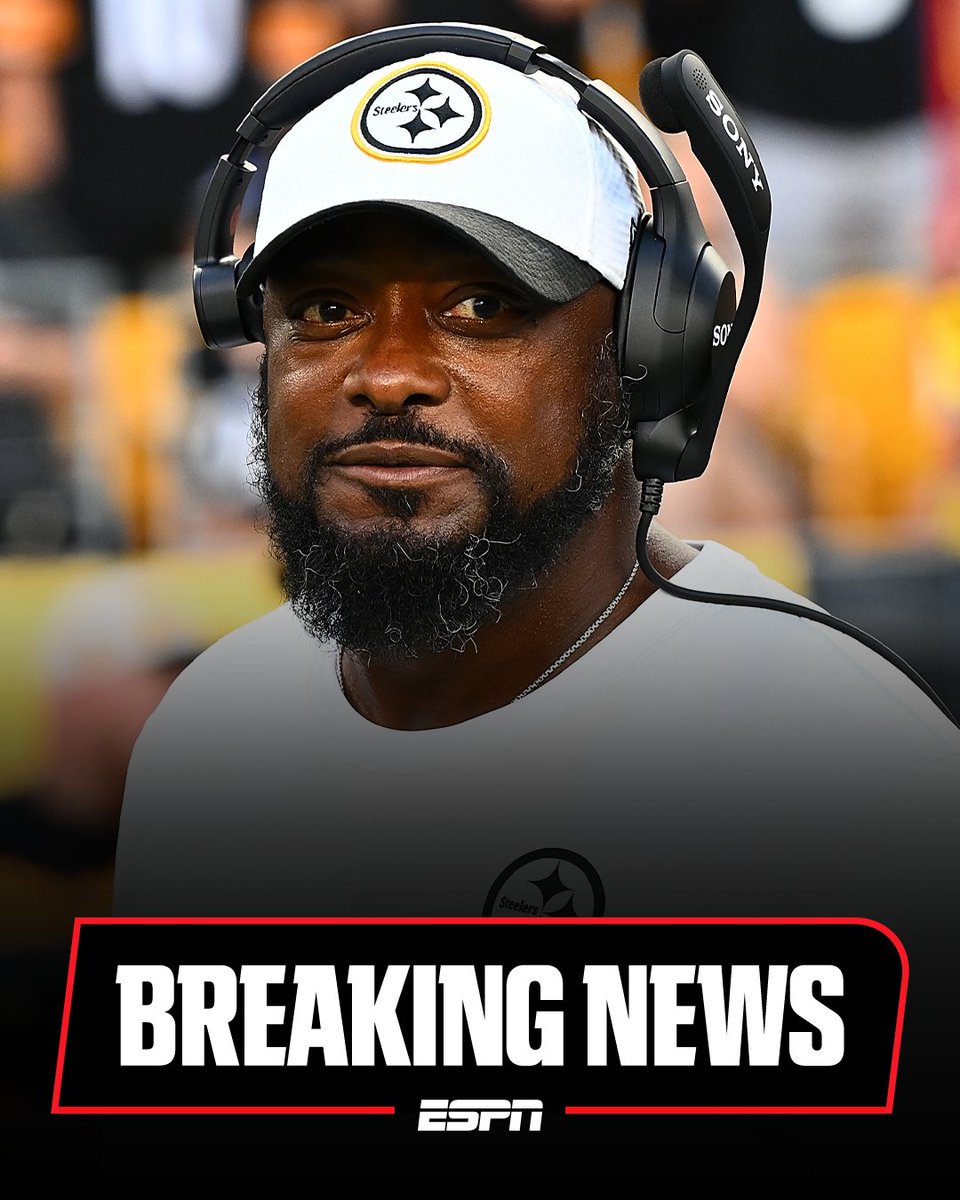 Breaking: Mike Tomlin has informed the Steelers that he is stepping down as the team's head coach, sources tell <a href="/AdamSchefter/">Adam Schefter</a> and <a href="/JFowlerESPN/">Jeremy Fowler</a>.

Tomlin coached the Steelers for 19 years.