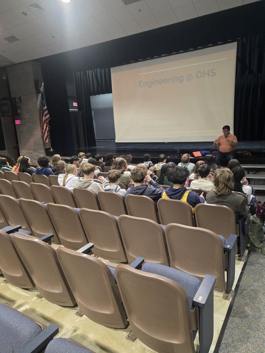 GHMS_Science8's tweet photo. Let the HS Transition period begin for our 8th Grade @GHMS_Grizzlies ! Mr. Ewbanks from Orange HS presented about the Engineering Design Academy! Families, ask your child about it and ask for the informational flyer coming home! https://t.co/mvo5IXR8SH