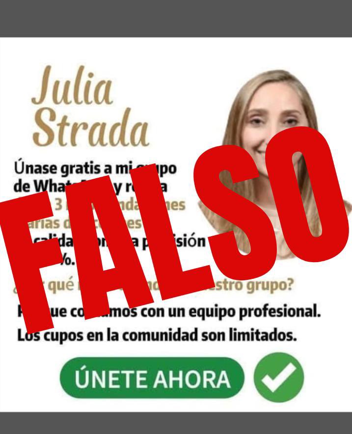 Juli_Strada's tweet image. Ojo con esta ESTAFA. Extremo cuidado. Gracias a toda la gente que me avisa y que denuncia las cuentas que difunden la estafa. No soy yo. No se unan a ese grupo de whastapp. 

A los estafadores: serán denunciados penalmente.